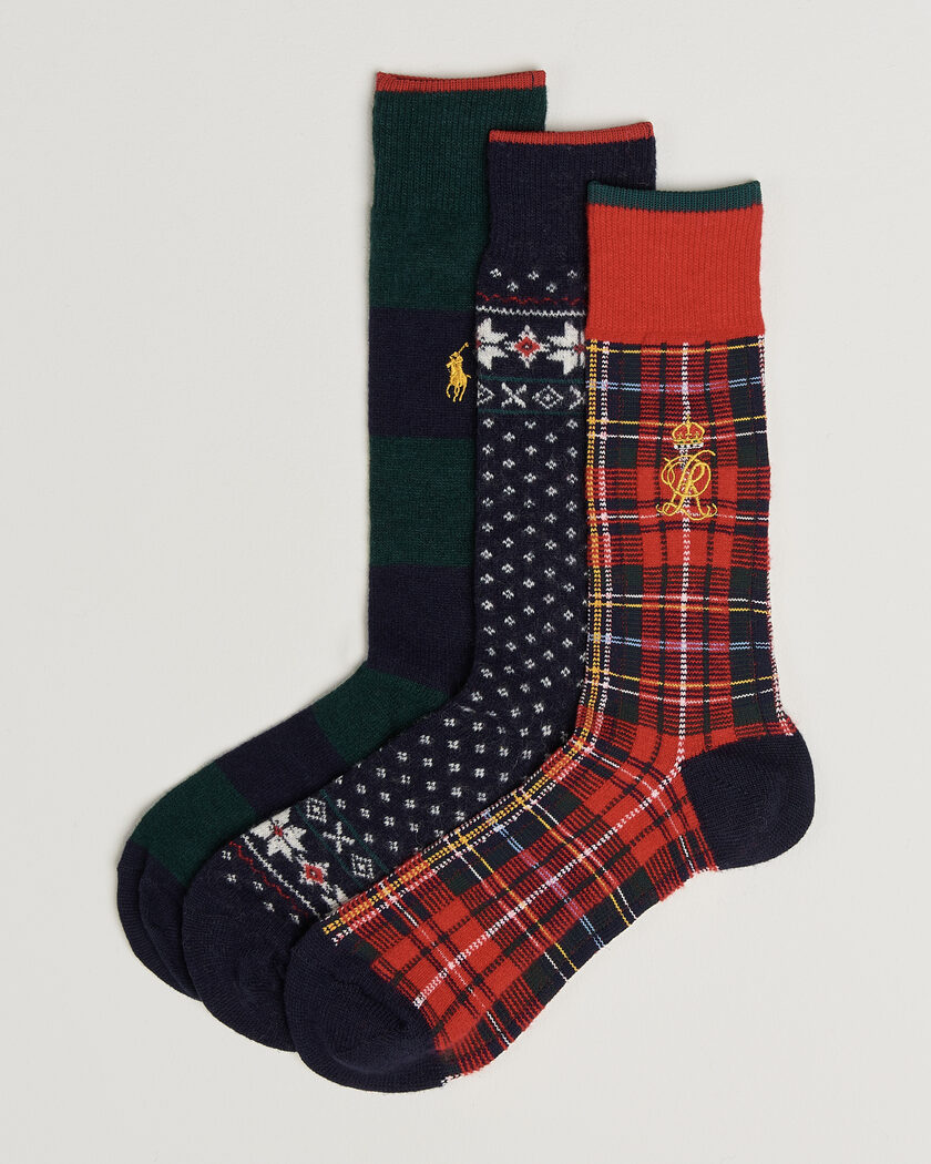 Polo Ralph Lauren 3-Pack Lambswool Sock Hunter Multi – Multi-colour