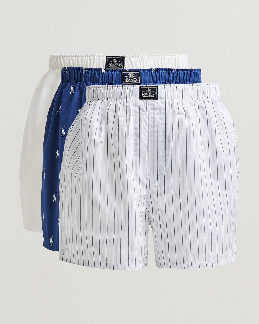Polo Ralph Lauren 3-Pack Woven Boxer Blue/White – Multi-colour