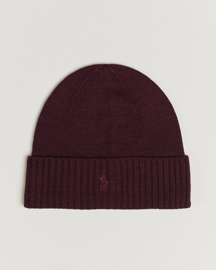 Polo Ralph Lauren Merino Beanie Merlot Wine Heather – Red