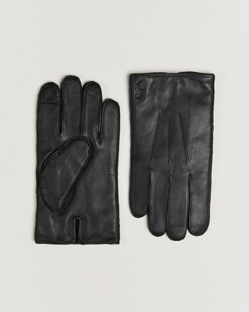 Polo Ralph Lauren Water-Repellent Leather Gloves Black – Black