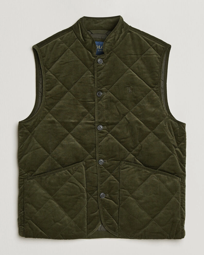 Polo Ralph Lauren Quilted Corduroy Vest Company Olive – Green