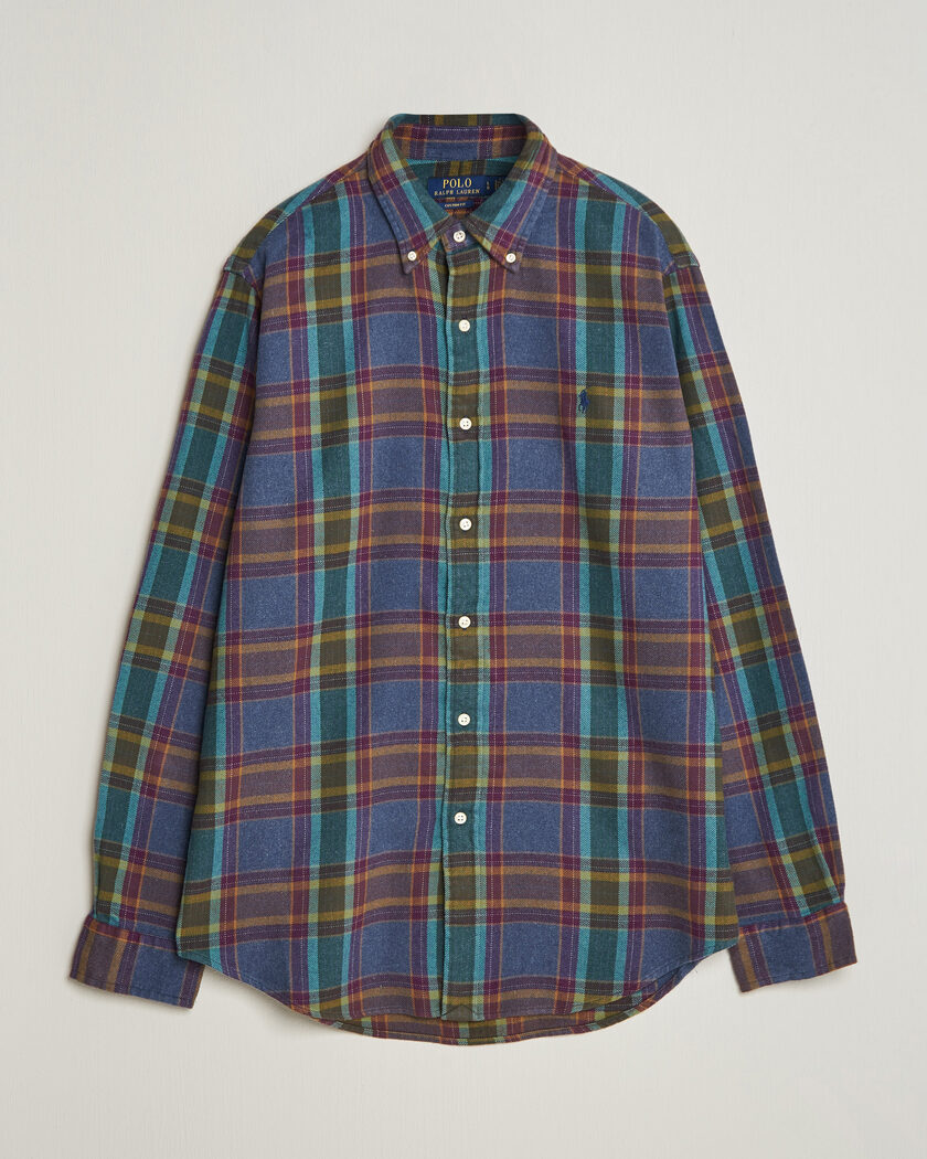 Polo Ralph Lauren Custom Fit Brushed Flannel Shirt Blue Purple Heather – Multi-colour