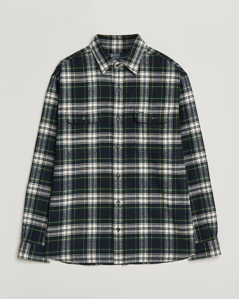 Polo Ralph Lauren Classic Fit Shaggy Flannel Shirt Navy Green – Multi-colour
