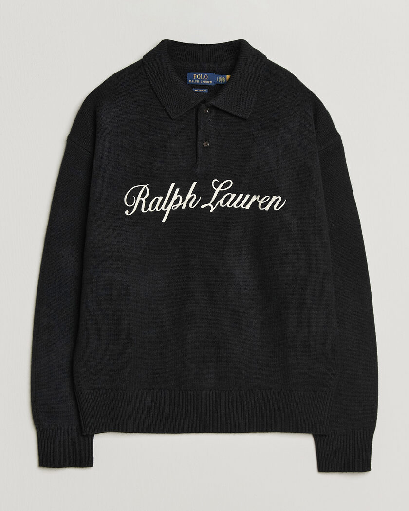 Polo Ralph Lauren Wool/Alpaca Rugby Sweater Polo Black – Black