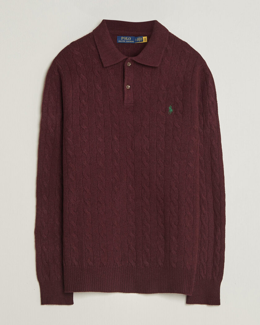 Sunspel Chunky Knit Polo Navy at CareOfCarl.com