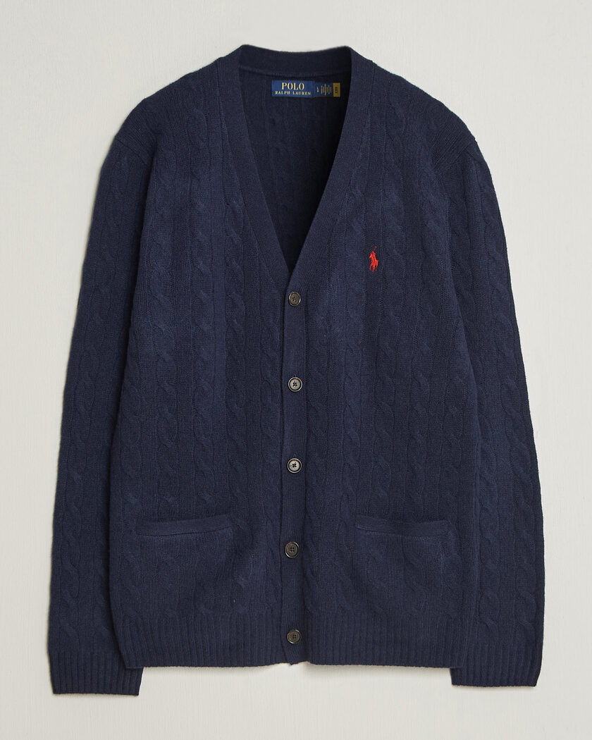 Polo Ralph Lauren Wool/Cashmere Cable Cardigan Hunter Navy – Blue