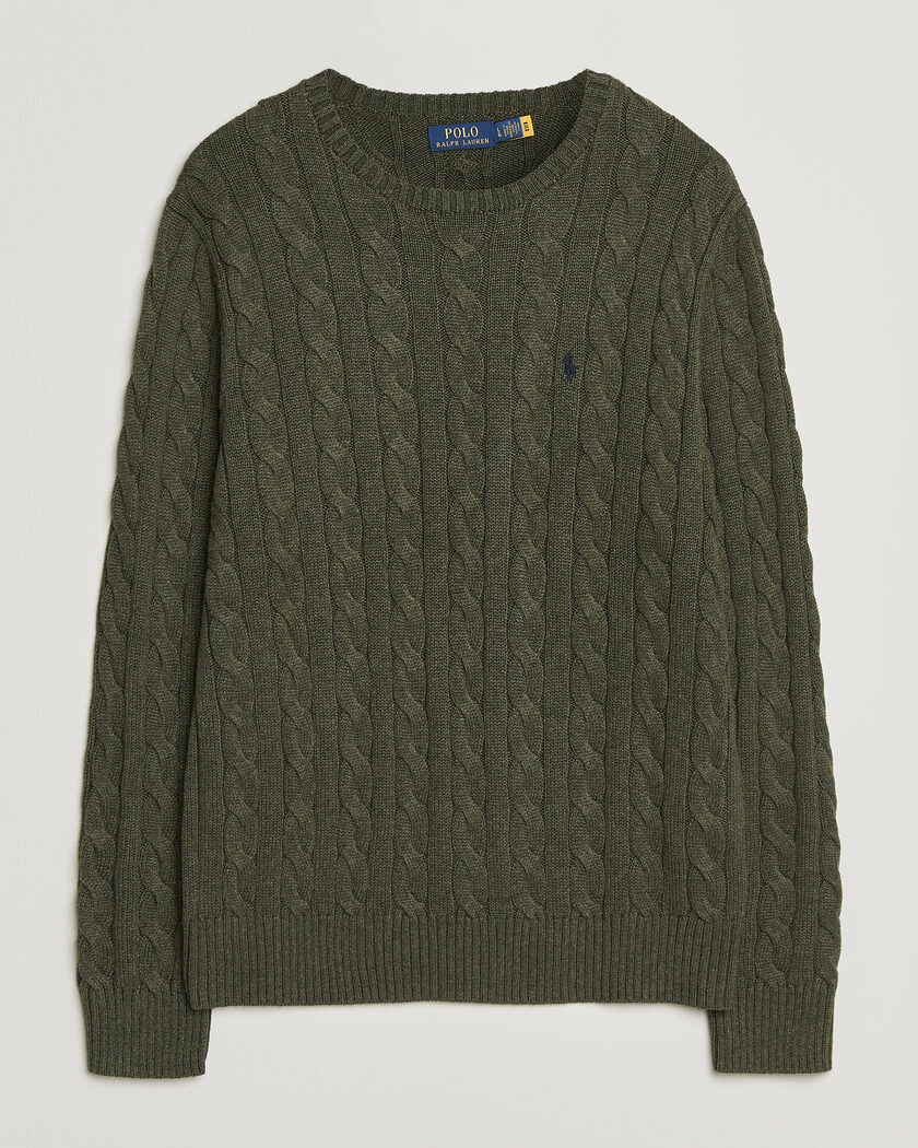 Polo Ralph Lauren Cotton Cable Pullover  Olive Shrub Heather – Green