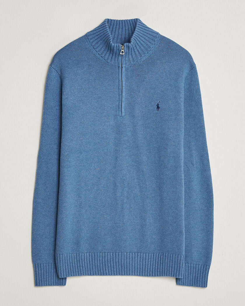 Polo Ralph Lauren Cotton Pullover Half Zip Blue Borage Heather – Blue