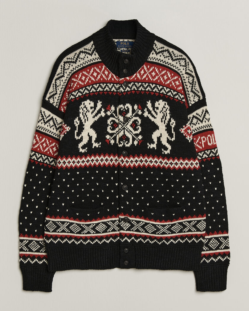  Polo Ralph Lauren Cotton/Cashmere Cardigan Black Combo – Black