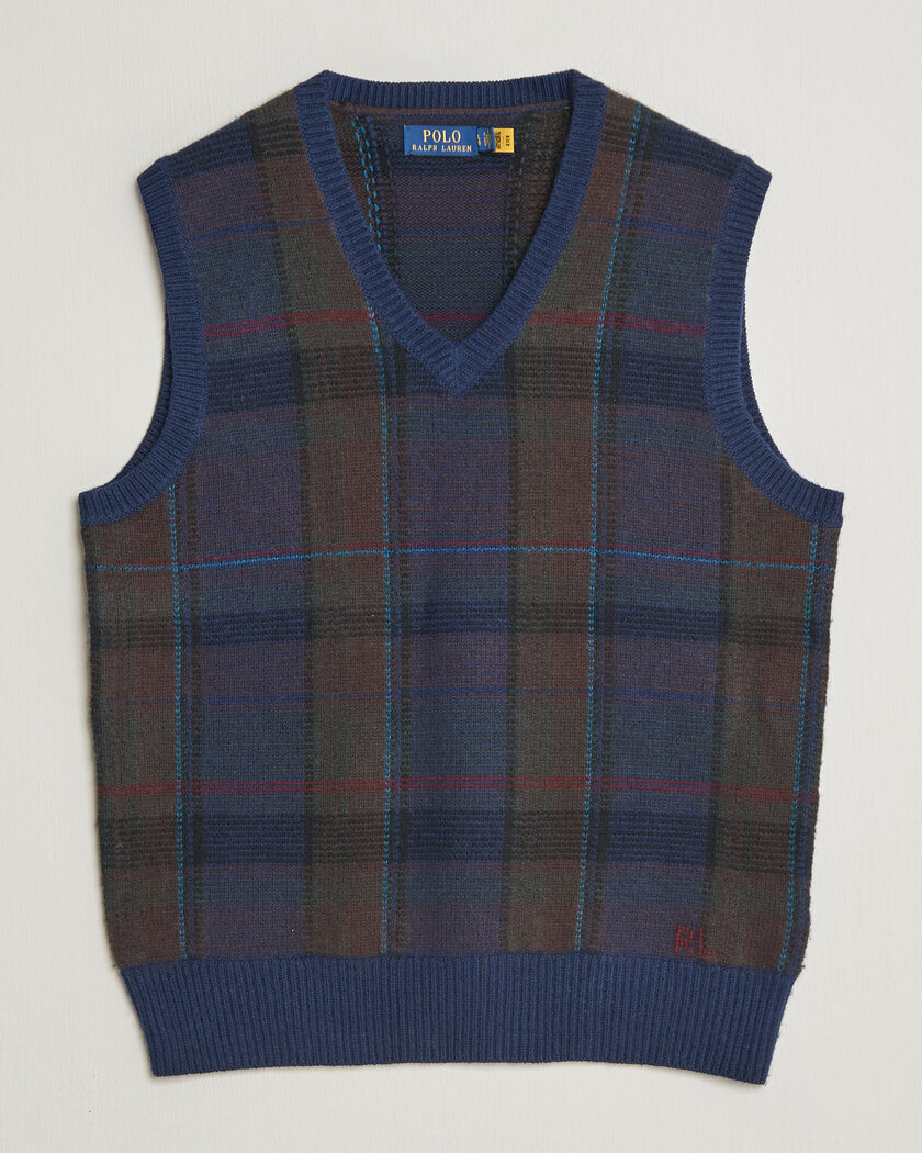 Polo Ralph Lauren Hudson Cotton Blend V-Neck Vest Navy Multi – Blue