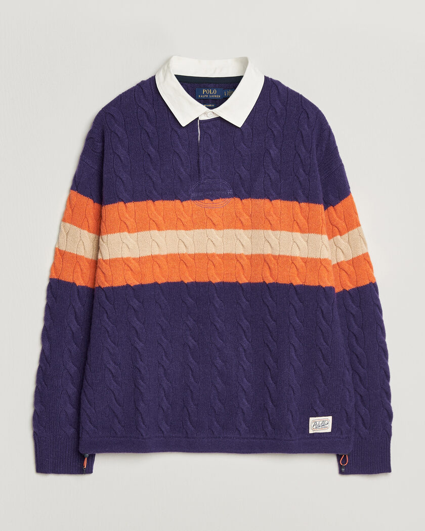 Polo Ralph Lauren Wool Blend Cable Knitted Polo Purple Combo – Purple