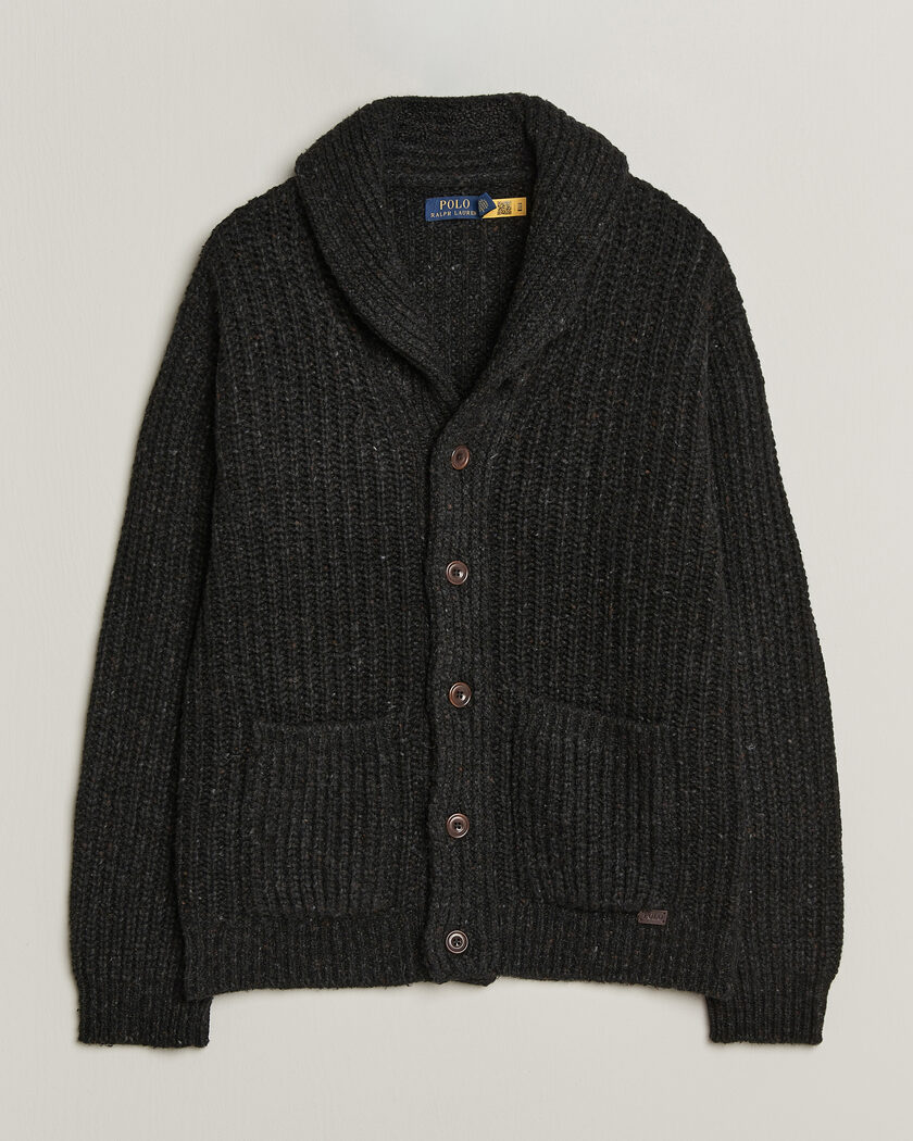 Polo Ralph Lauren Wool Blend Shawl Collar Cardigan Black Marl – Black