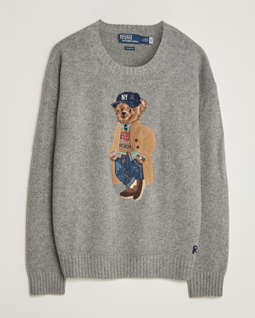 Polo Ralph Lauren Wool Blend Bear Sweater Grey Combo – Grey