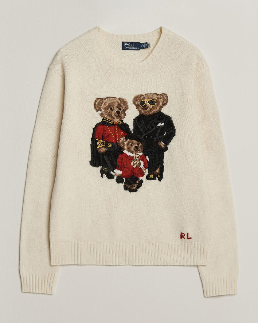 Polo Ralph Lauren Wool Blend Bear Sweater Authentic Cream – White