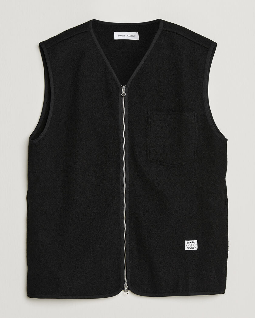Samsøe Samsøe Hannes Boiled Wool Vest Black – Black