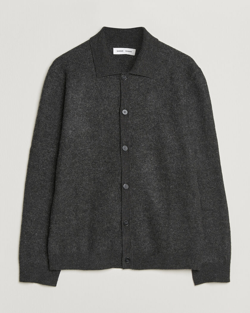 Samsøe Samsøe Richard Wool Knitted Cardigan Dark Grey Melange – Grey