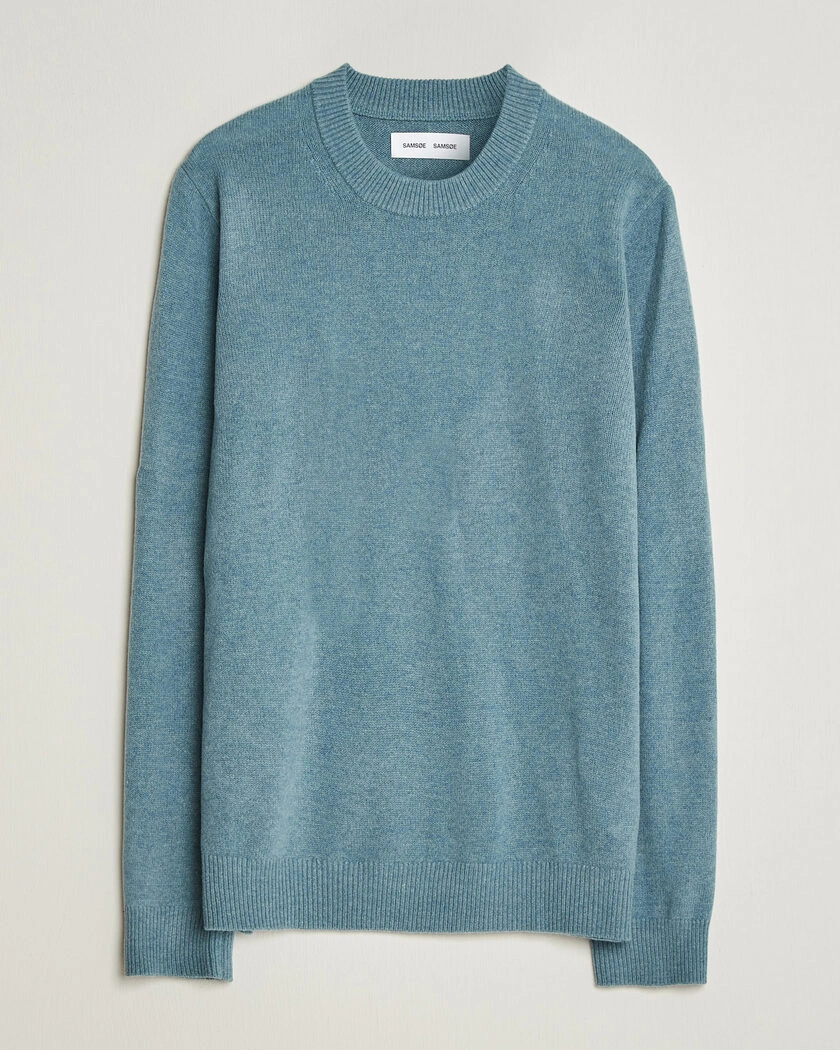 Samsøe Samsøe Isak Knitted Crew Neck Stormy Sea – Blue