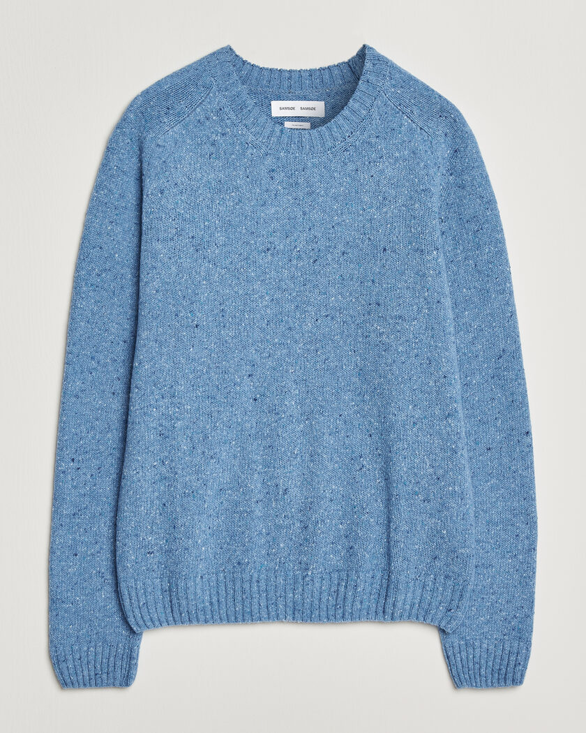 Samsøe Samsøe Nate Donegal Wool Knitted Striped Sweater Cyaneus – Blue