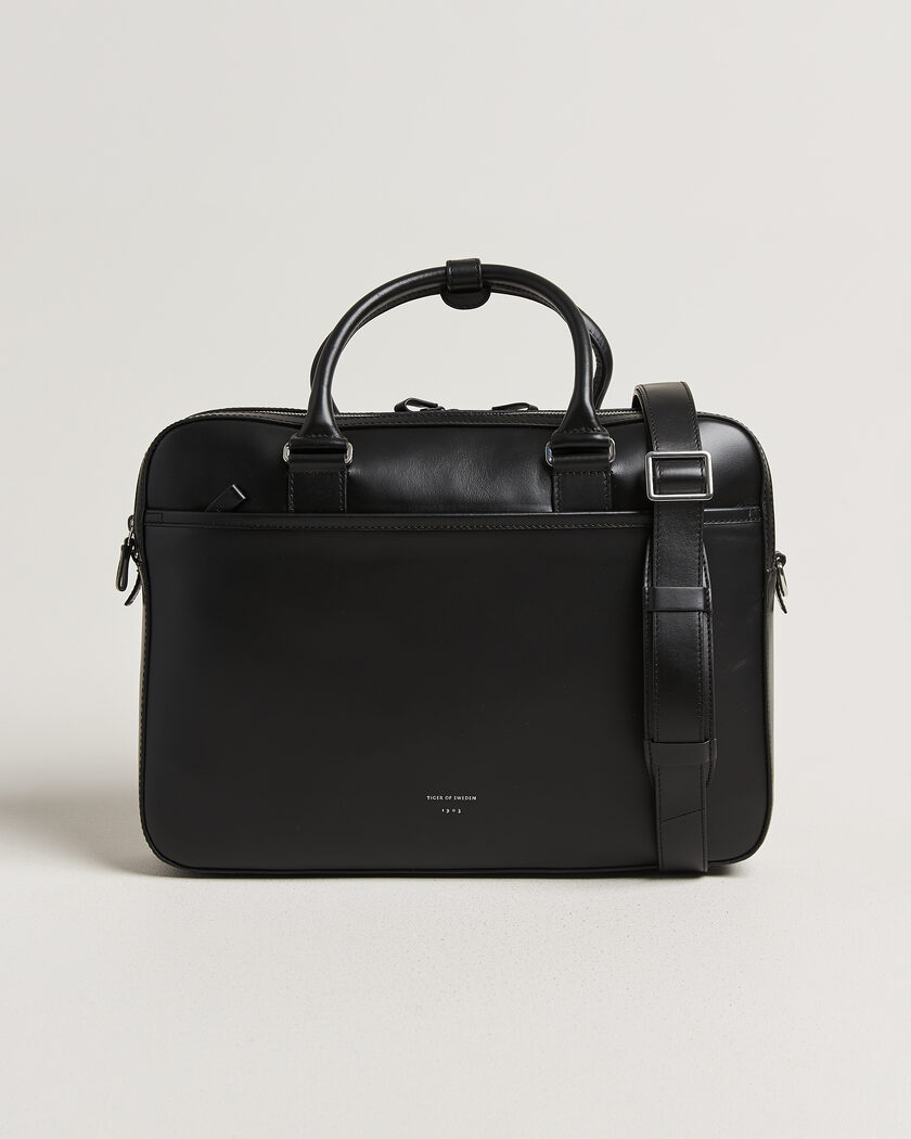 Tiger of Sweden Burin Smooth Leather Briefcase Black – Black