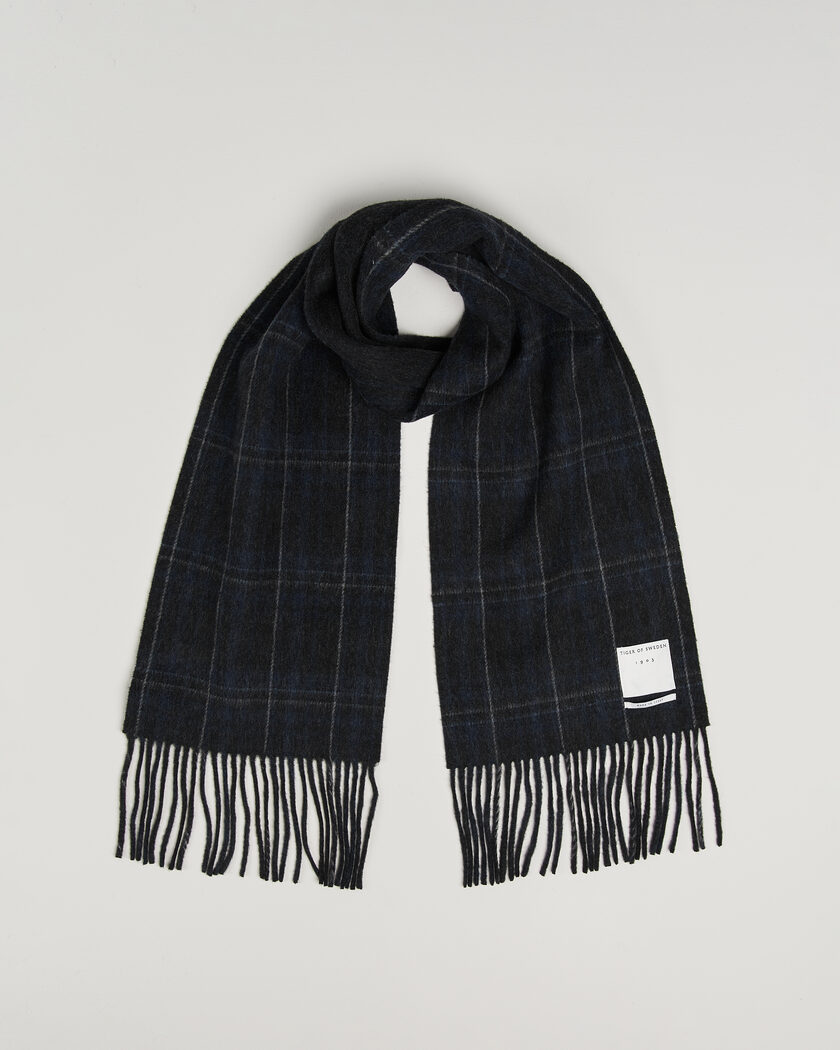 Tiger of Sweden Dupli Checked Wool Scarf Light Ink – Blue