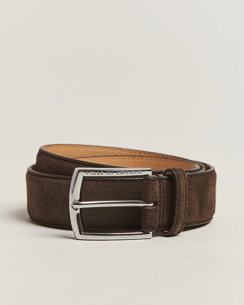 Tiger of Sweden Bergstroms Suede Belt Dark Brown – Brown