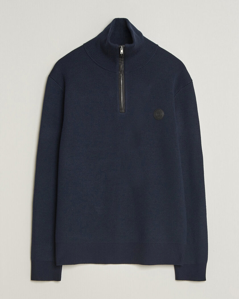 Stone Island Knitted Lambswool Half Button Zip Navy at CareOfCarl.com
