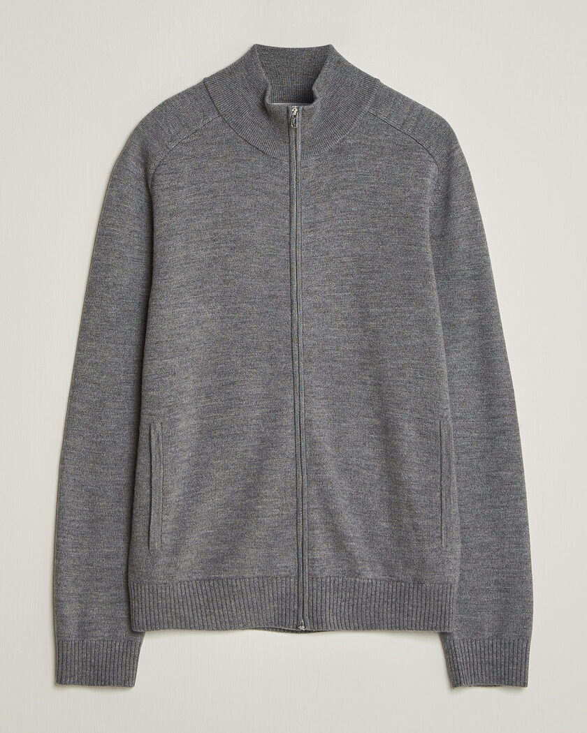 Tiger of Sweden Cassian Wool Full Zip Concrete Melange – Grey