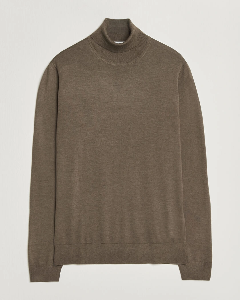 Tiger of Sweden Nevile Extra Fine Merino Polo Aged Timber – Brown
