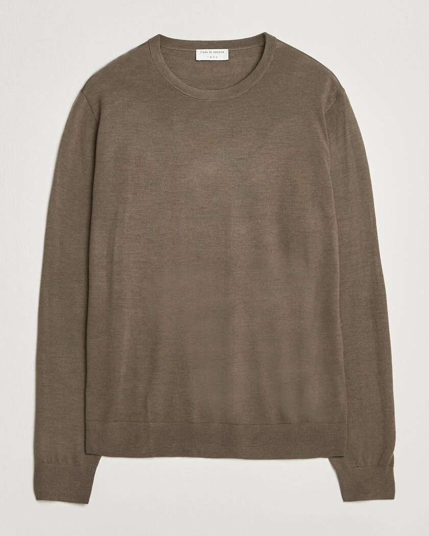 Tiger of Sweden Connor Extra Fine Merino Crew Neck Pullover Aged Timber – Brown