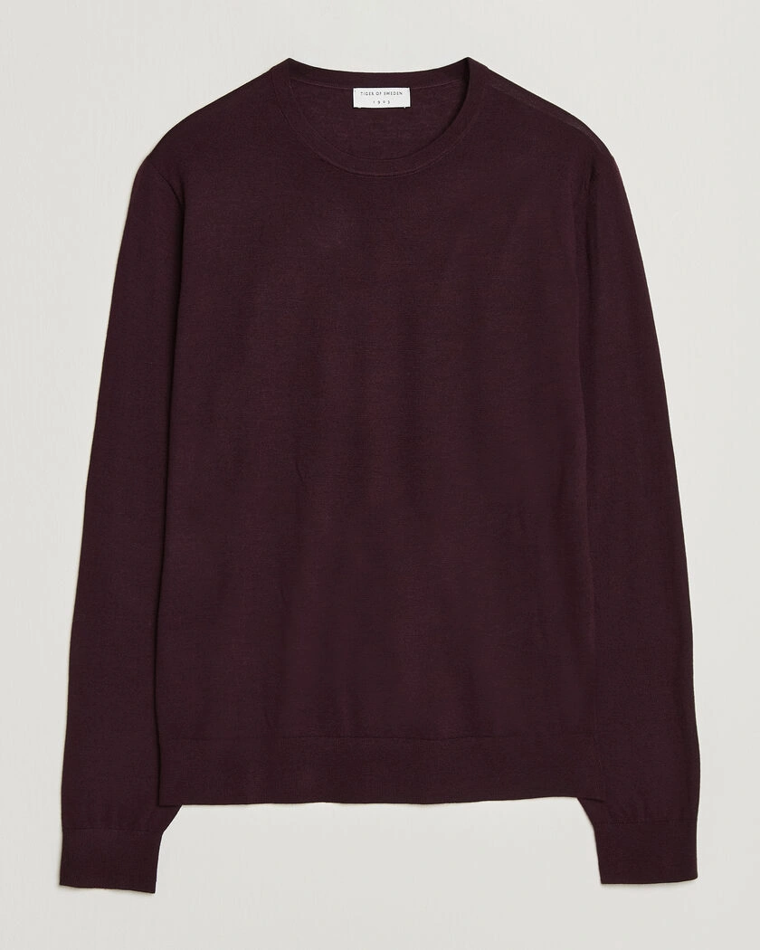 Tiger of Sweden Connor Extra Fine Merino Crew Neck Pullover Aubergine – Purple