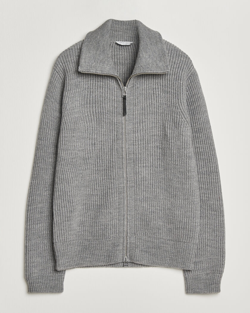 Tiger of Sweden Niall Wool Heavy Knitted Full Zip Grey Melange – Grey