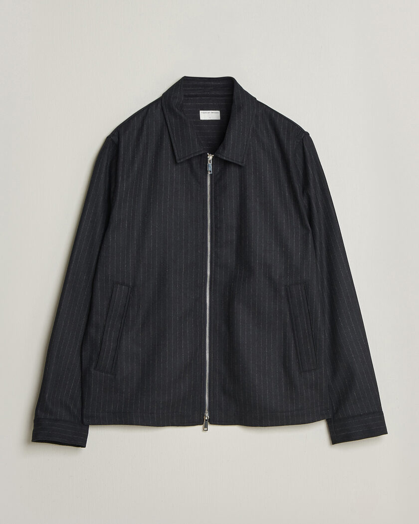 Tiger of Sweden Barnaby Wool Pinstriped Shirt Jacket Blue Function – Blue