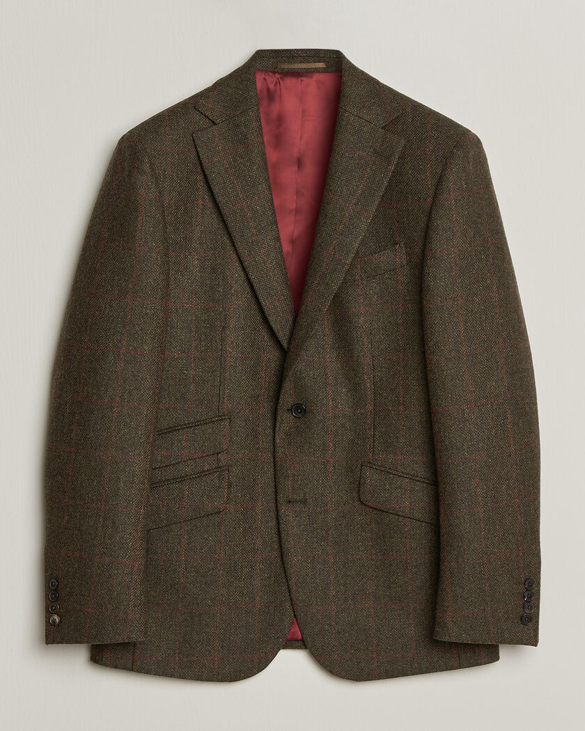 Walker Slater Edward Lambswool Windowpane Blazer Green – Green