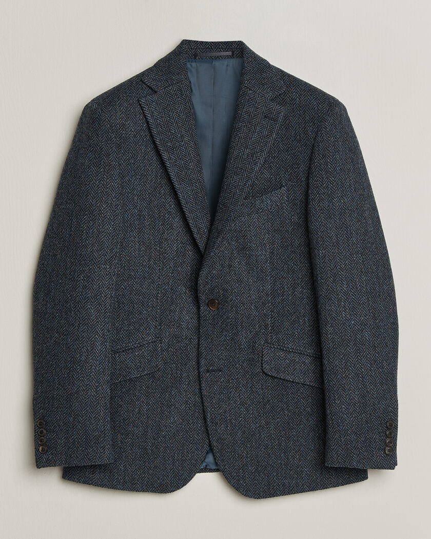 BEAMS PLUS Double Breasted Plaid Wool Blazer Green Plaid at