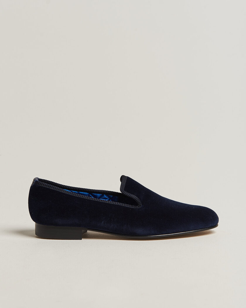 Bowhill & Elliott Plain Albert Pump Navy Velvet – Blue