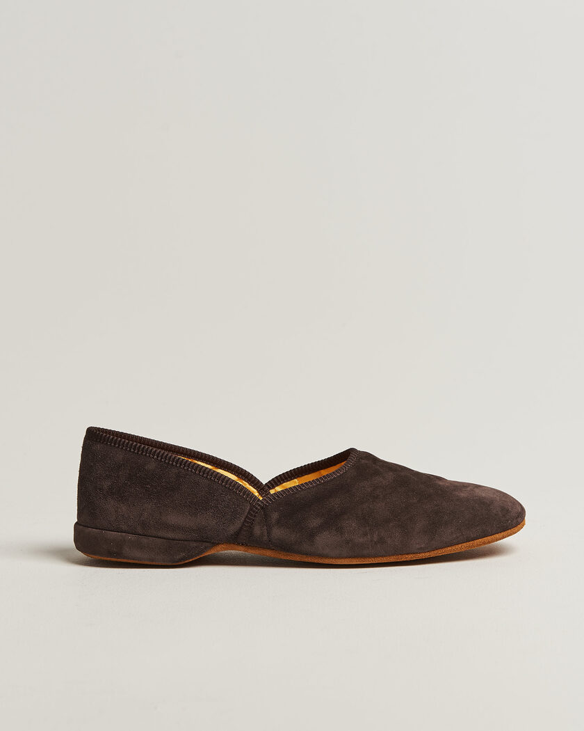 Bowhill & Elliott Grecian Indoor Slippers Chocolate Suede – Brown