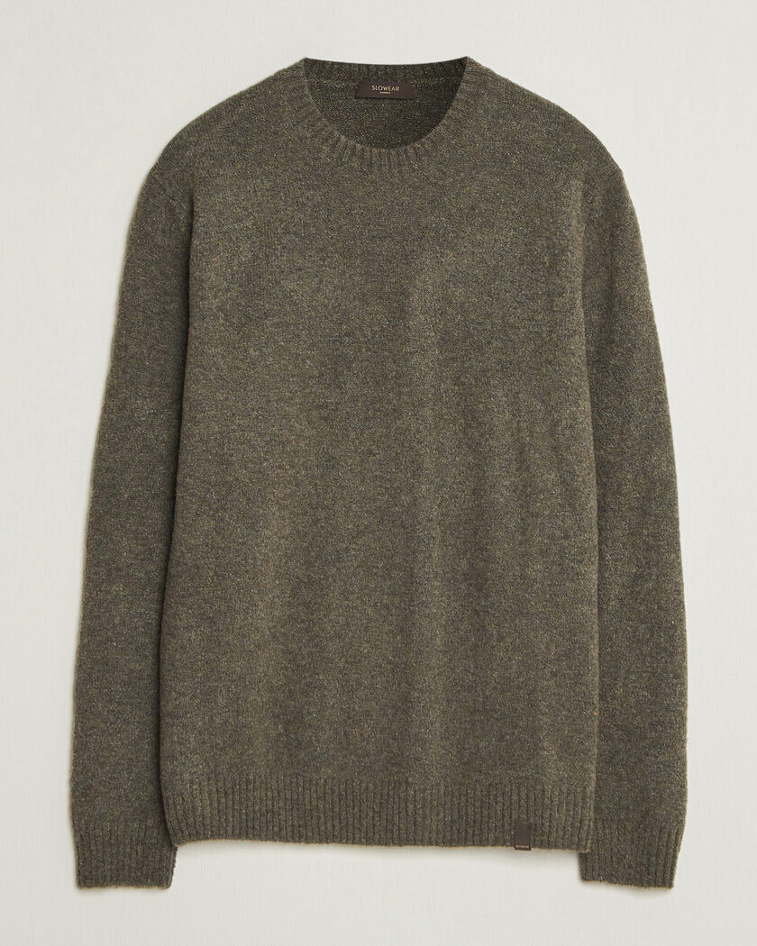 Zanone Wool Boucle Crew Neck Forest Green – Green