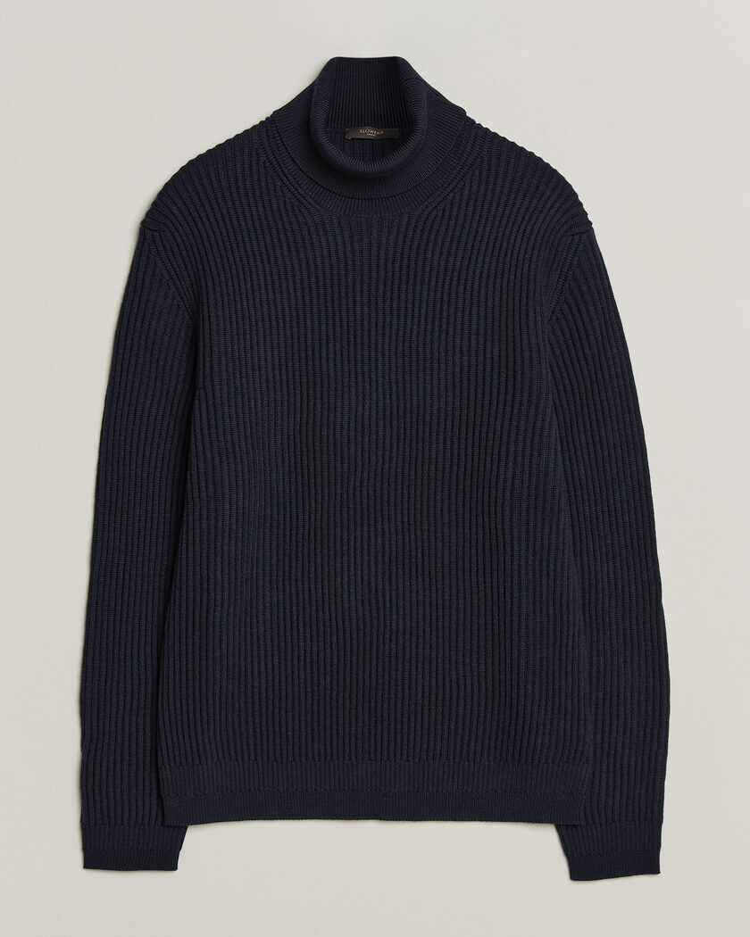 Zanone Fishermans Rib Rollneck Navy – Blue