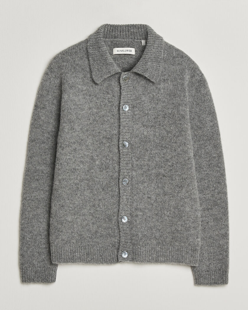 AURALEE グレー カーディガン サイズ4 Auralee Kid Mohair Knit Cardigan Charcoal at CareOfCarl.com