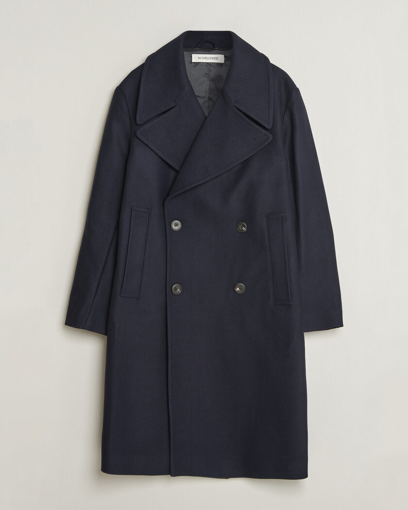Sunflower Double Breasted Wool Blend Coat Navy – Blue
