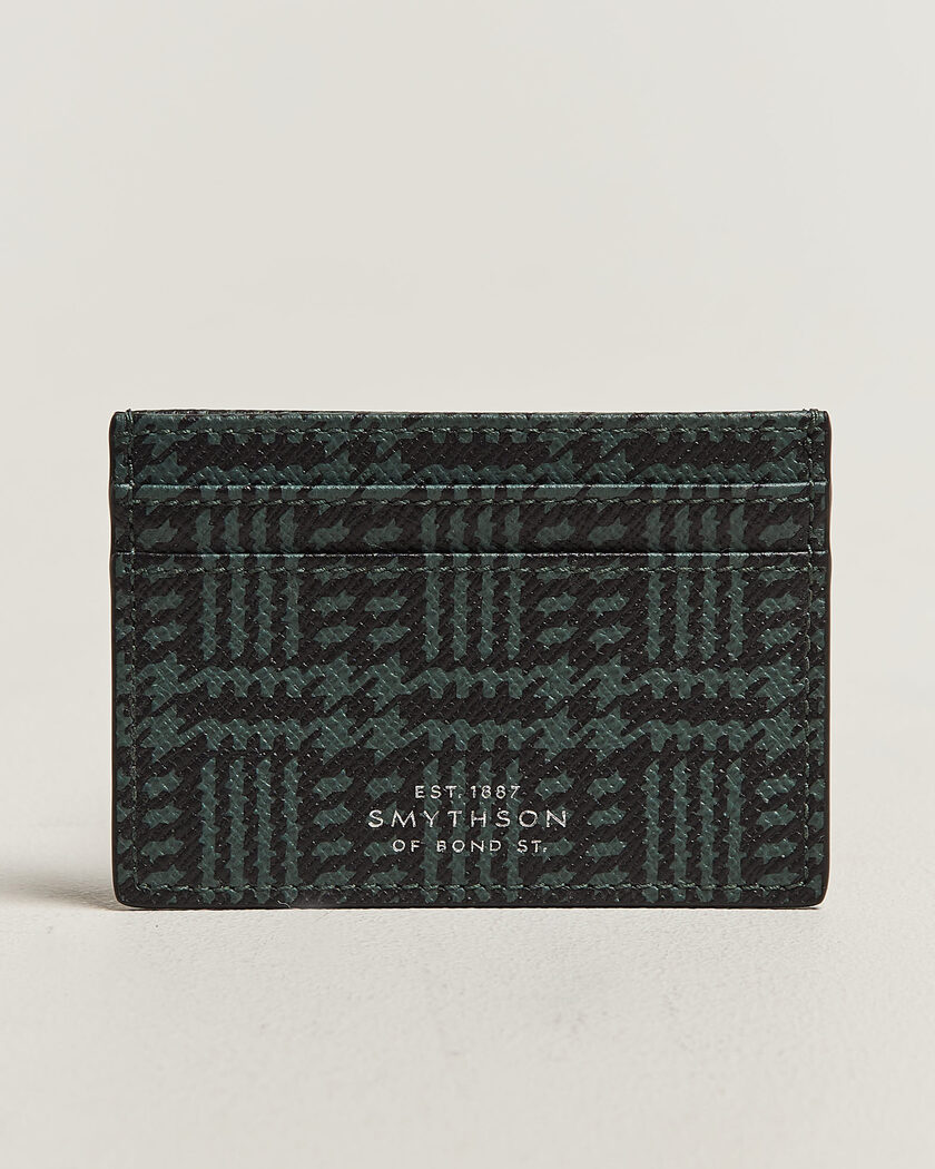  Smythson Panama Tweed Flat Cardholder Slate Green – Green
