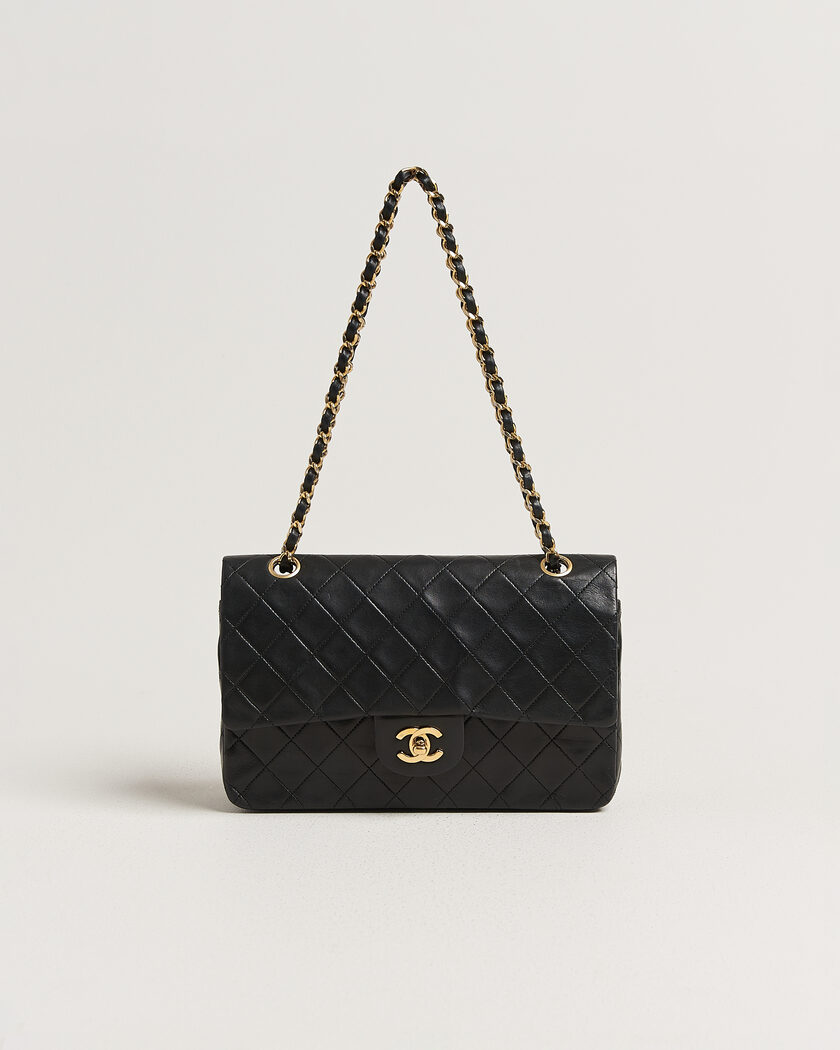 Chanel Pre-Owned Classic Medium Double Flap Bag Lambskin Black – Black