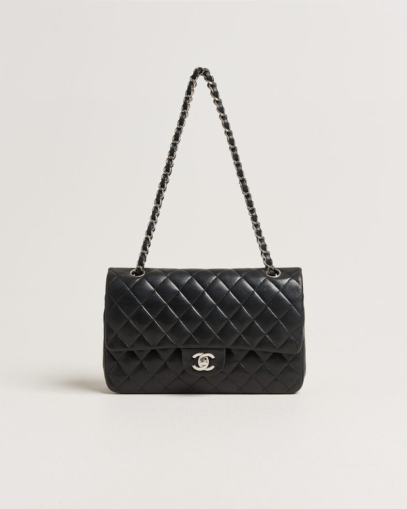 Chanel Pre-Owned Classic Medium Double Flap Bag Lambskin Black – Black