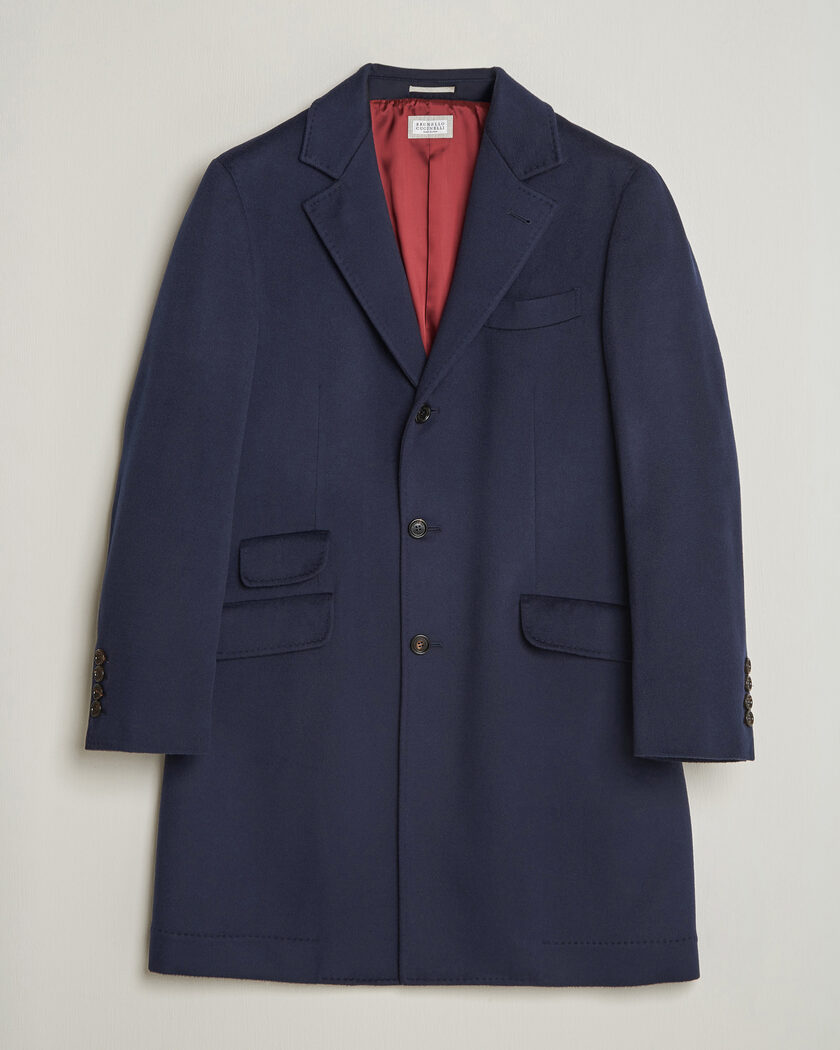 BRUNELLO CUCINELLI ウールカシミヤ　ネイビー46 Brunello Cucinelli Wool/Cashmere Single Breasted Coat Navy at