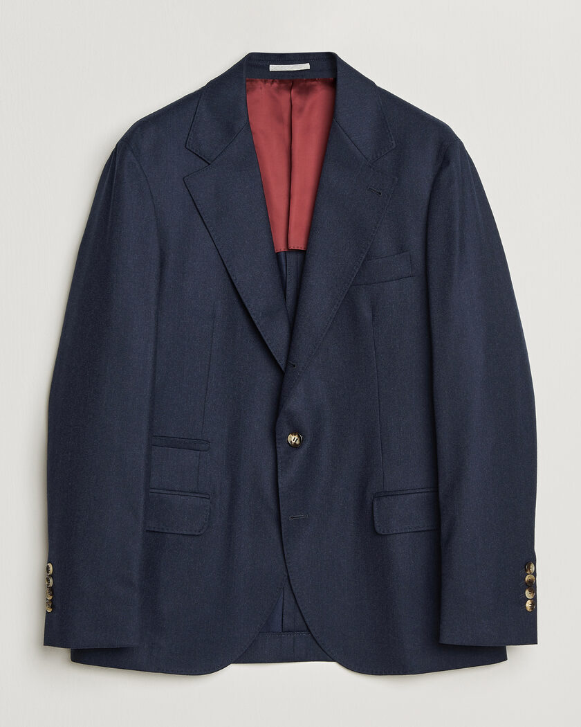 Brunello Cucinelli Wool Flannel Blazzer Navy – Blue