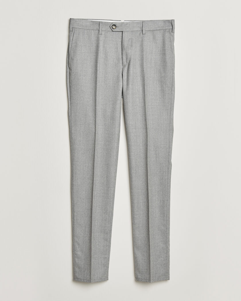 Brunello Cucinelli Slim Fit Flannel Trousers Light Grey – Grey