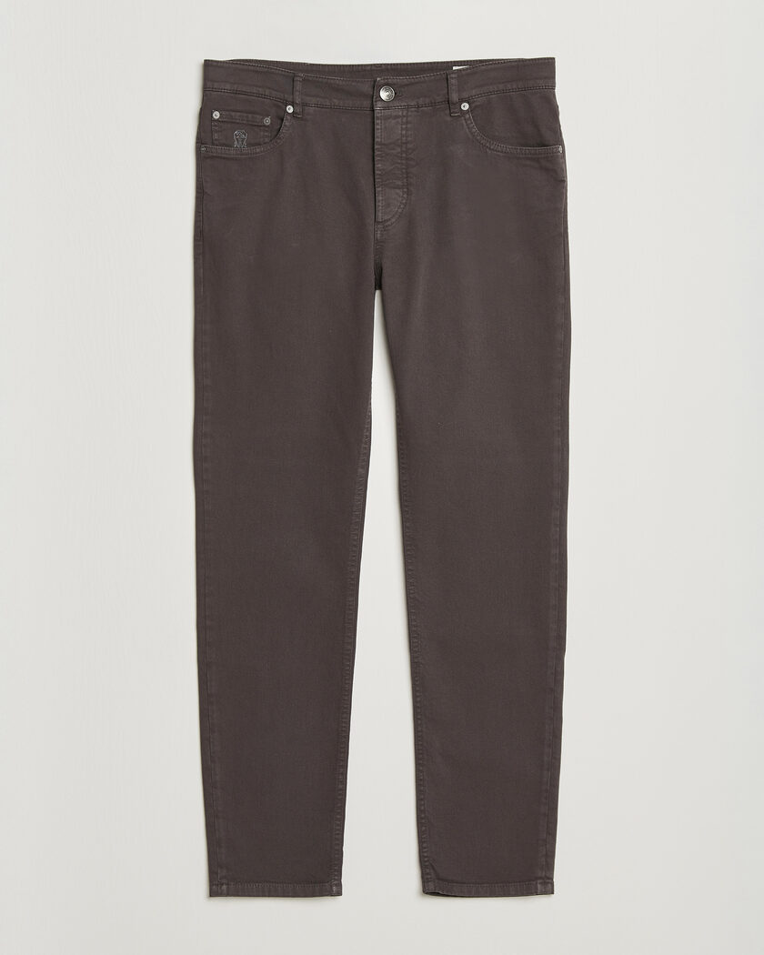 Brunello Cucinelli Slim Fit Bull Denim Pants Dark Brown – Brown