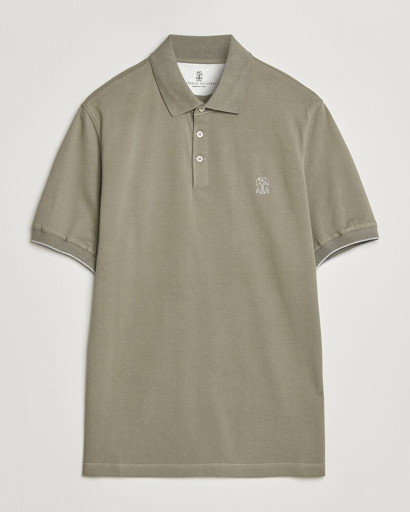 Brunello Cucinelli Short Sleeve Logo Polo Olive – Green