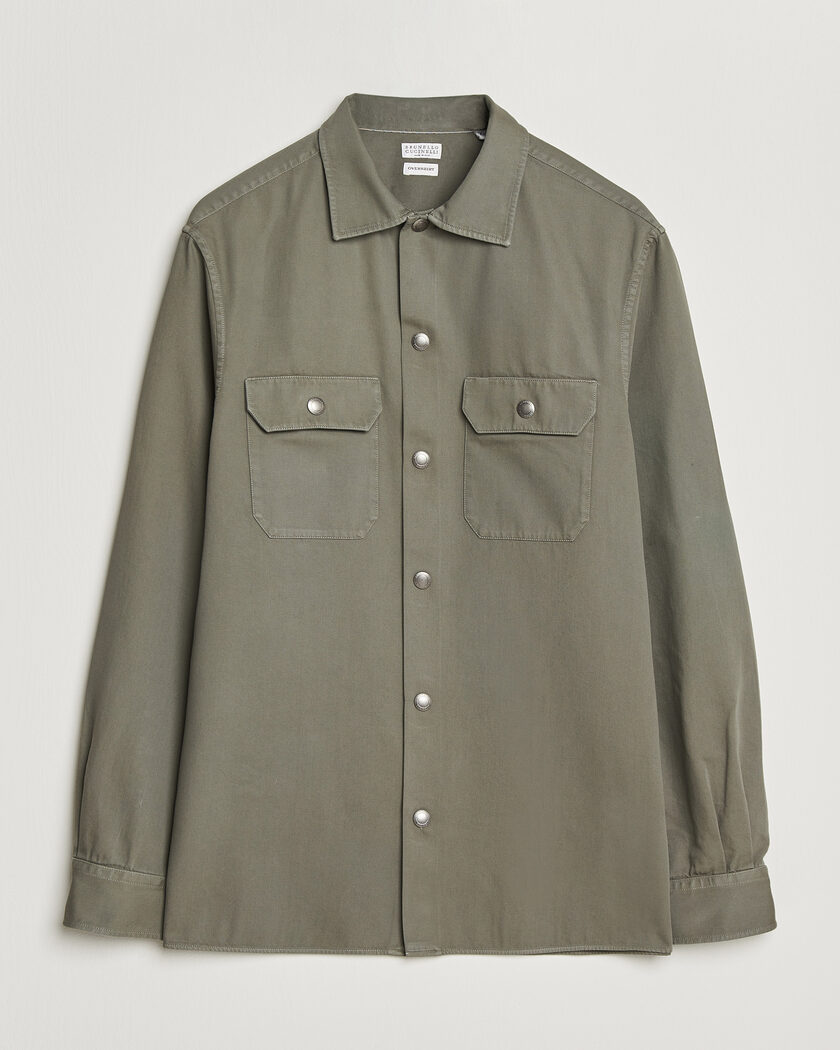 Brunello Cucinelli Twill Cotton Overshirt Olive – Green
