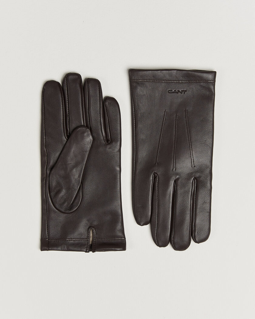 Gant Cashmere Lined Leather Glove Deep Brown – Brown